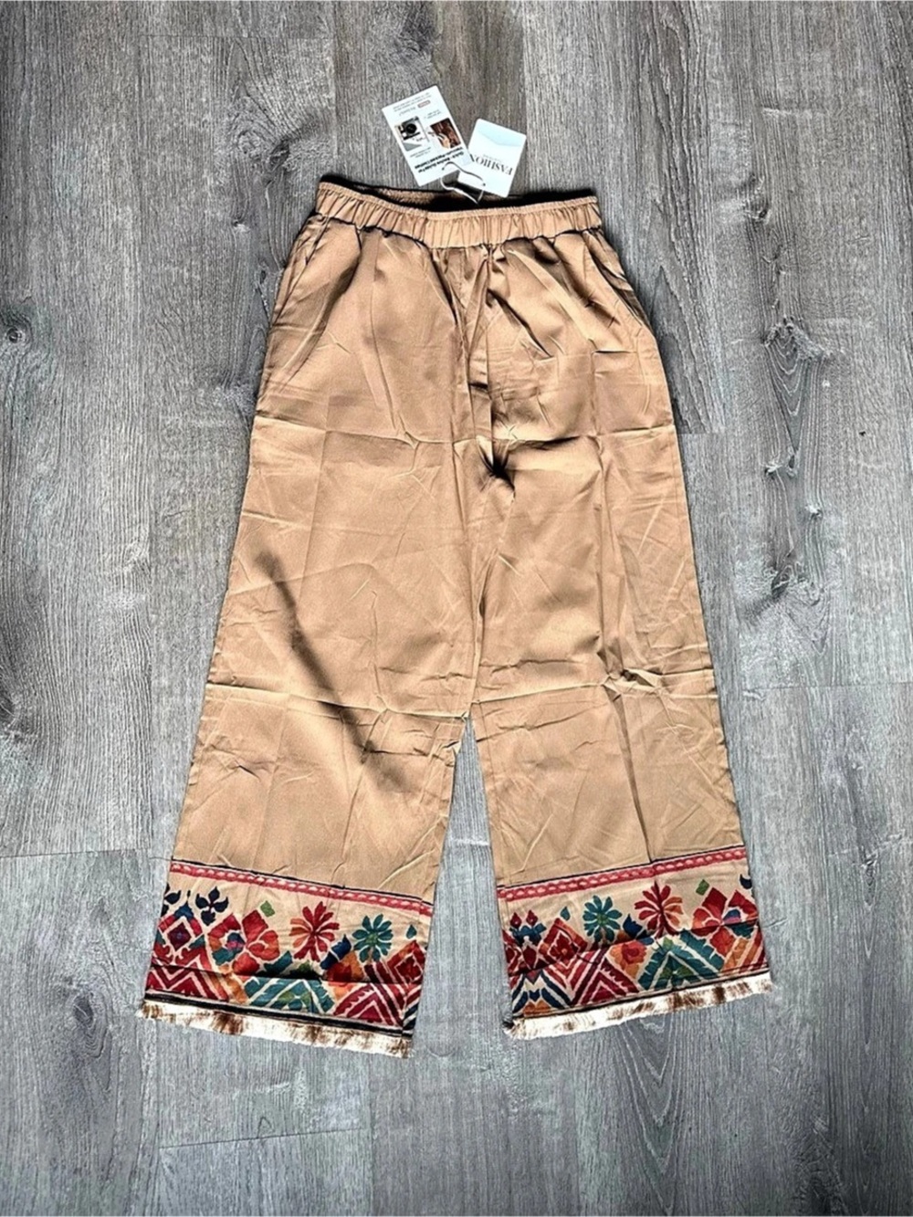 FASHON Wide Leg Printed Hem Pants NWT - Picture 2 of 11